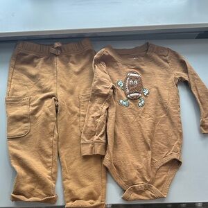 Garanimals Brown Two-Piece Baby Matching Set with Football Applique
